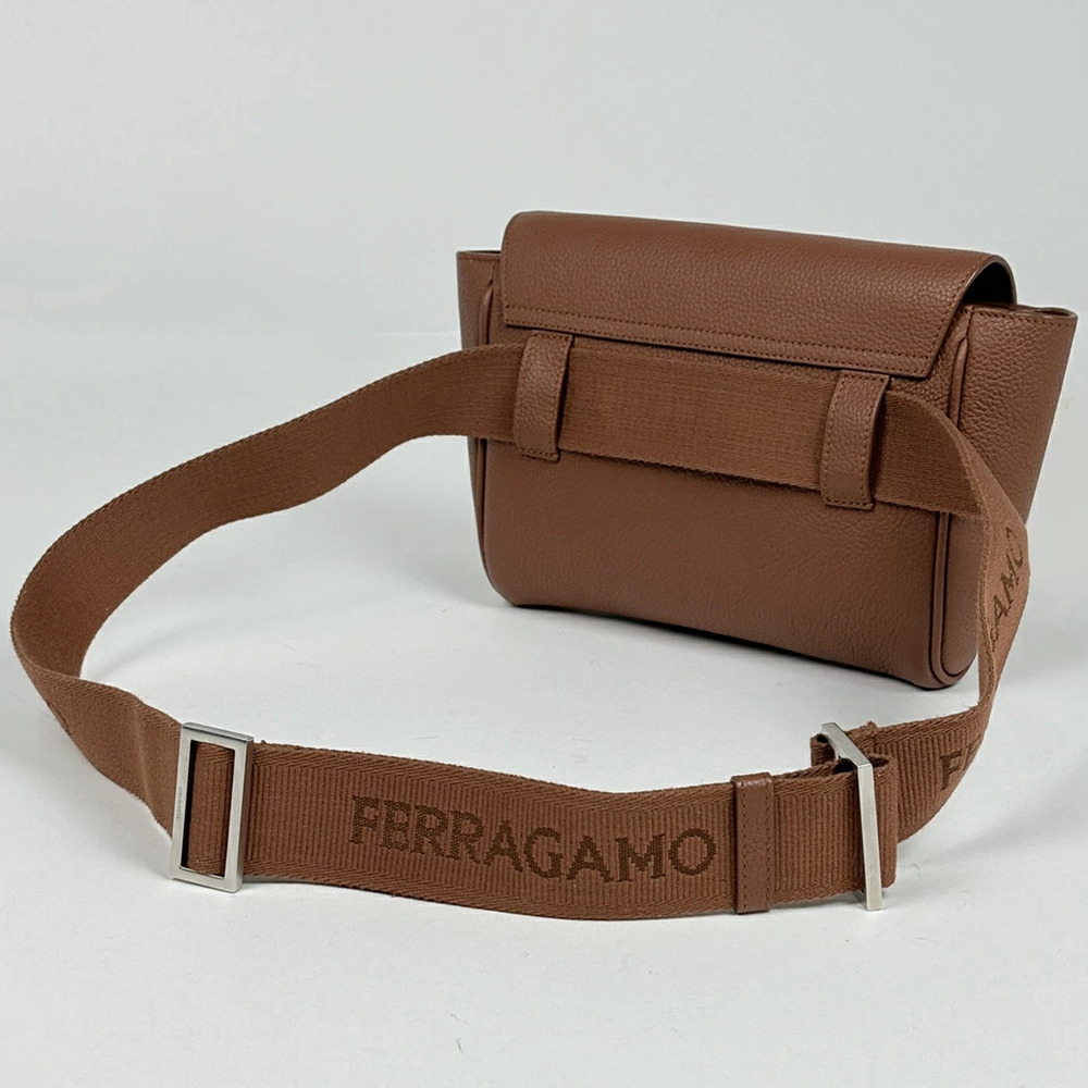 Salvatore Ferragamo waist Crossbody Body Bum Belt leather brown logo Clutch bag